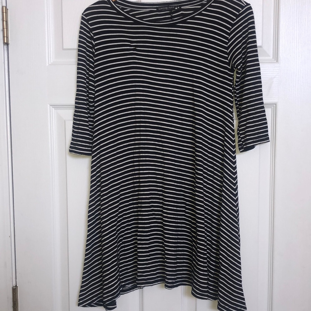 LIVING DOLL BLACK AND WHITE STRIPPED DRESS